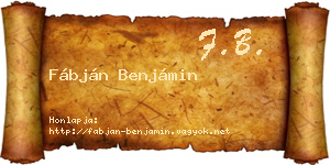 Fábján Benjámin névjegykártya